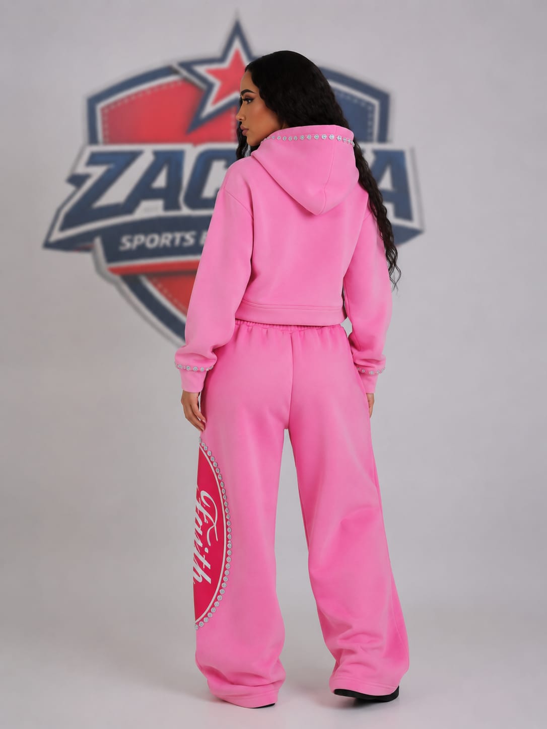 Acid Wash Cropped Hoodie and Wide-Leg sweatpants set - Image 2