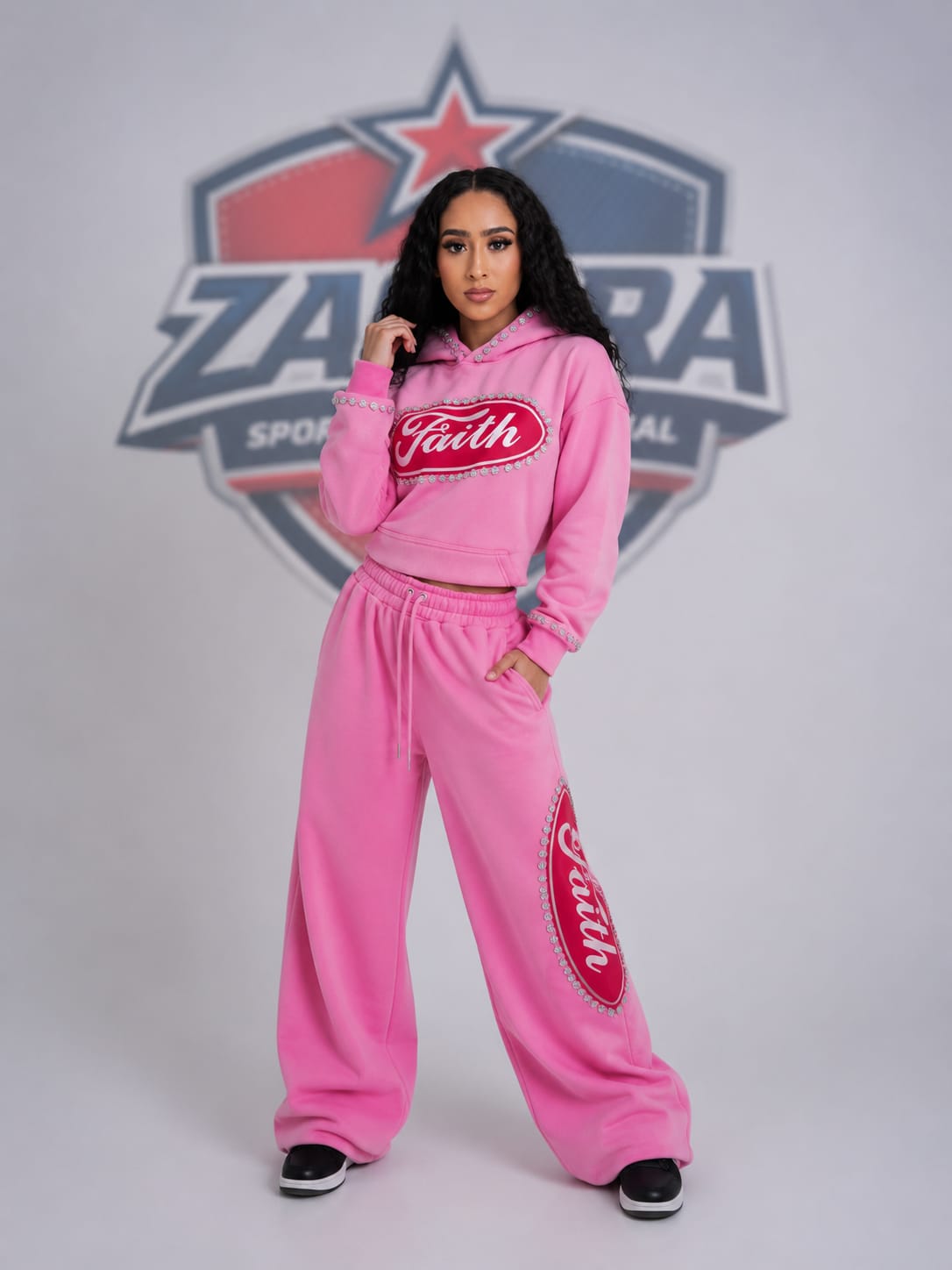 Acid Wash Cropped Hoodie and Wide-Leg sweatpants set - Image 7